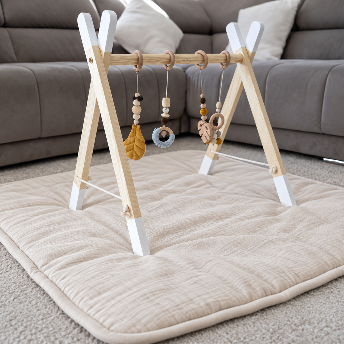 Zwergensache Krabbeldecke "110x110 cm" - Beige