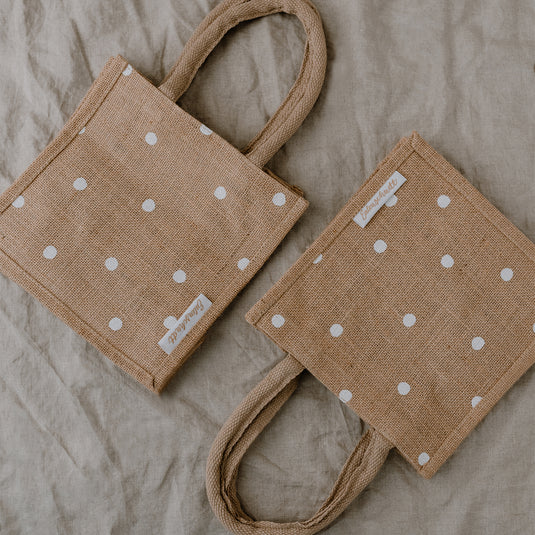 Uil gesneden set van 2 mini jute shoppers