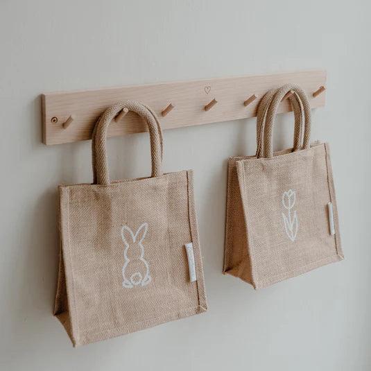 Uil gesneden set van 2 mini jute shoppers
