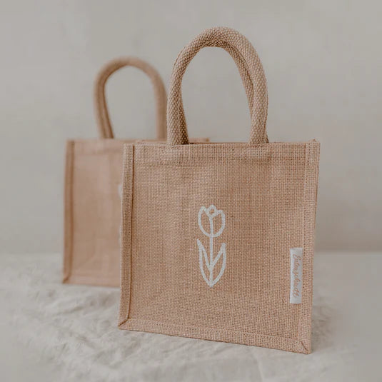 Uil gesneden set van 2 mini jute shoppers
