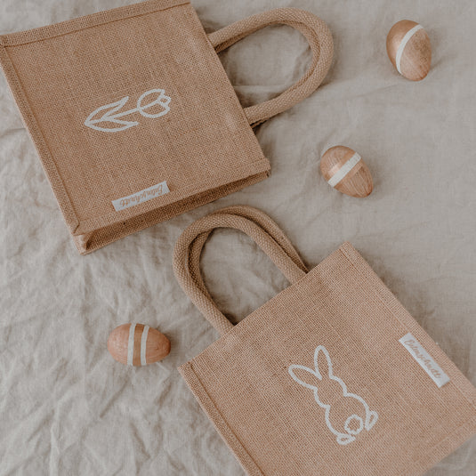 Uil gesneden set van 2 mini jute shoppers
