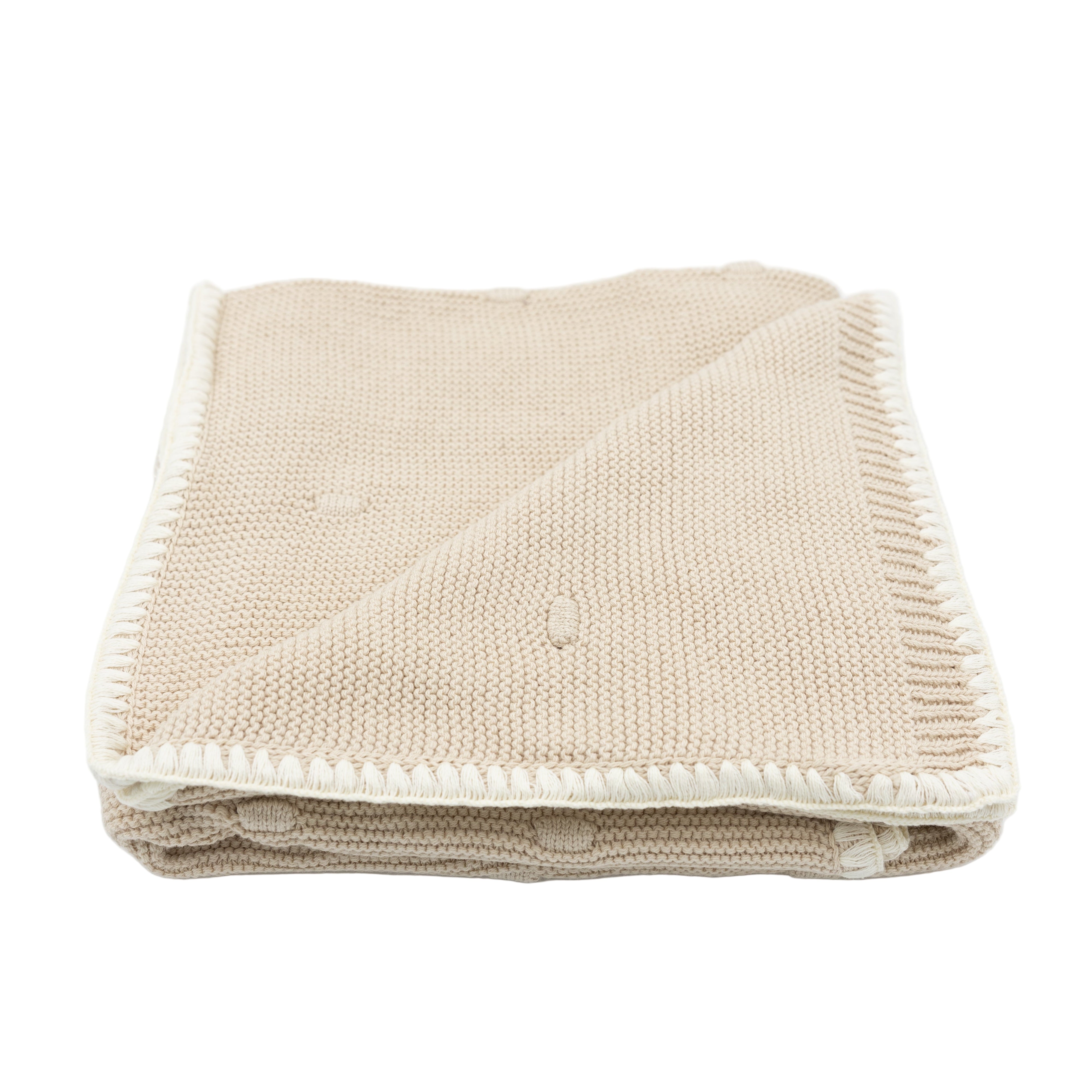 Zwergensache Strickdecke Punkte Beige "80x100 cm"